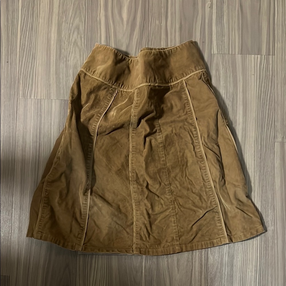 Brown Knee-Length A-Line Skirt Vintage